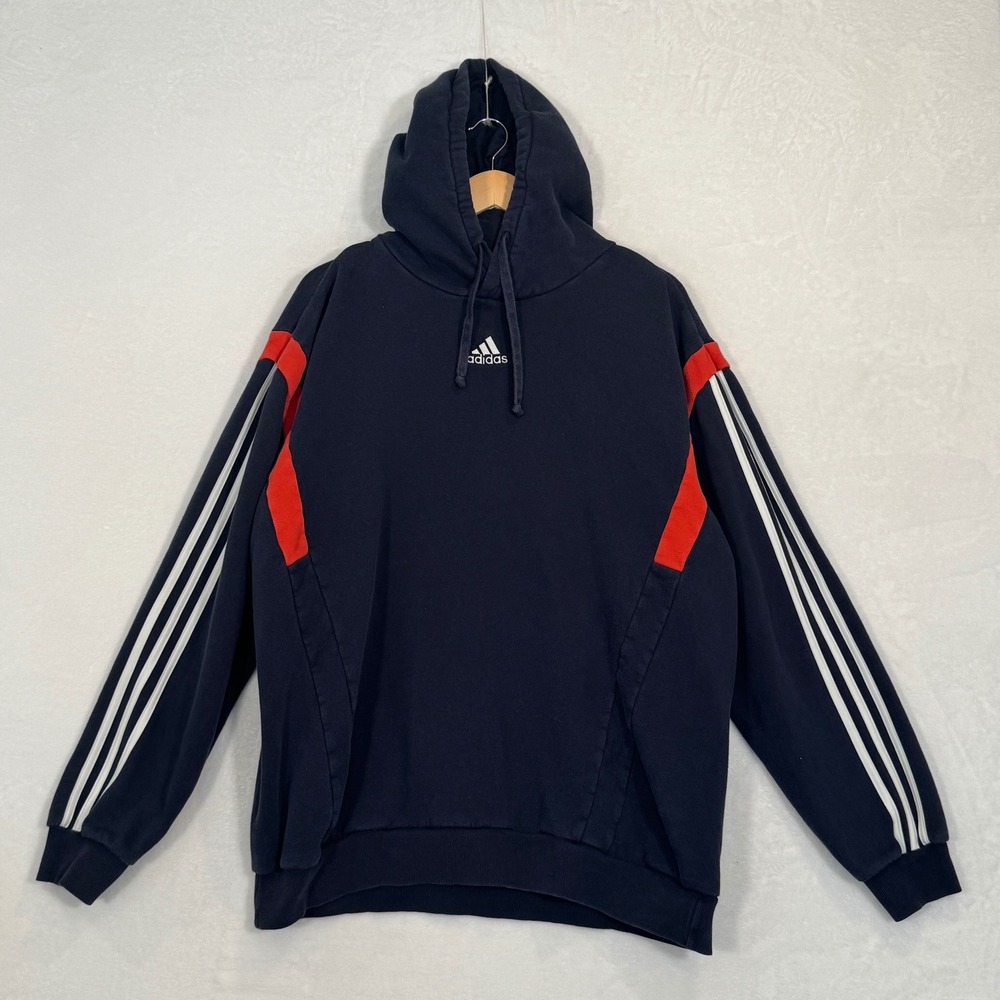 Adidas Navy Blue Colorblock Three Stripe Pullover Hoodie XL